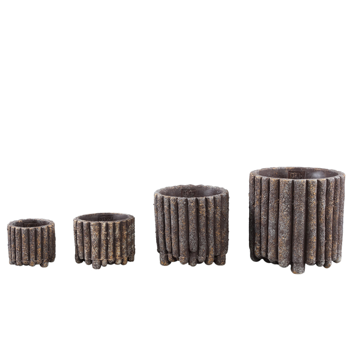 Flowerpot - Round Cement, Ribbed Pattern, Brown, S – Morganne | PTMD