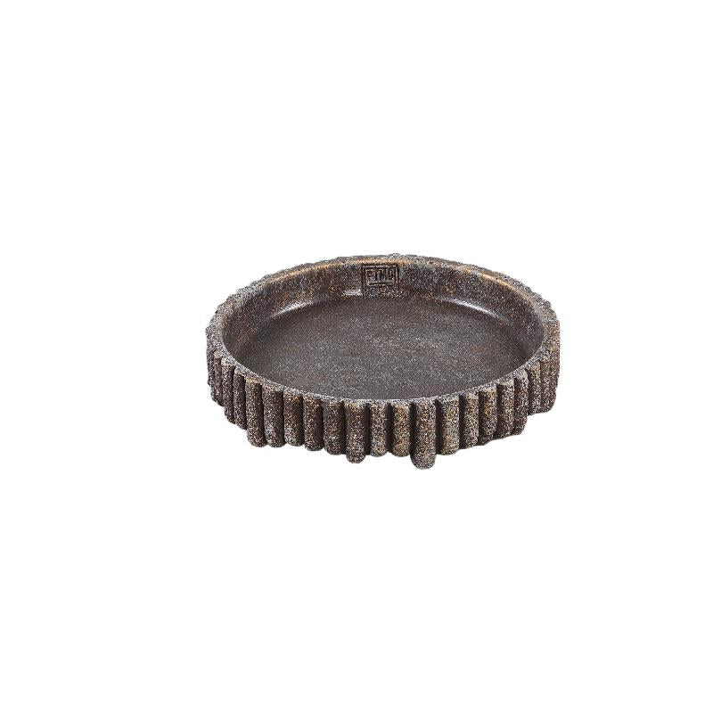 Bowl - Round Cement, Ribbed Structure, Brown Color, S – Morganne | PTMD