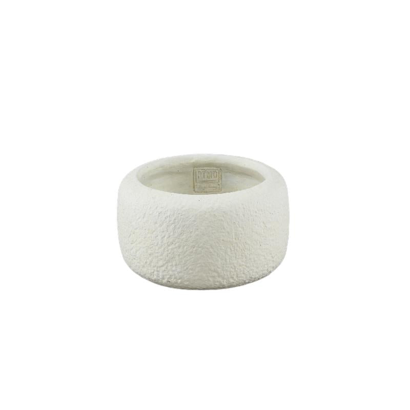 Flower pot – Cement Material, Low Form, White Color, S – Evelynn | PTMD