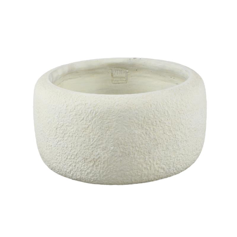 Flowerpot - Round Cement, Low, White, L – Evelynn | PTMD
