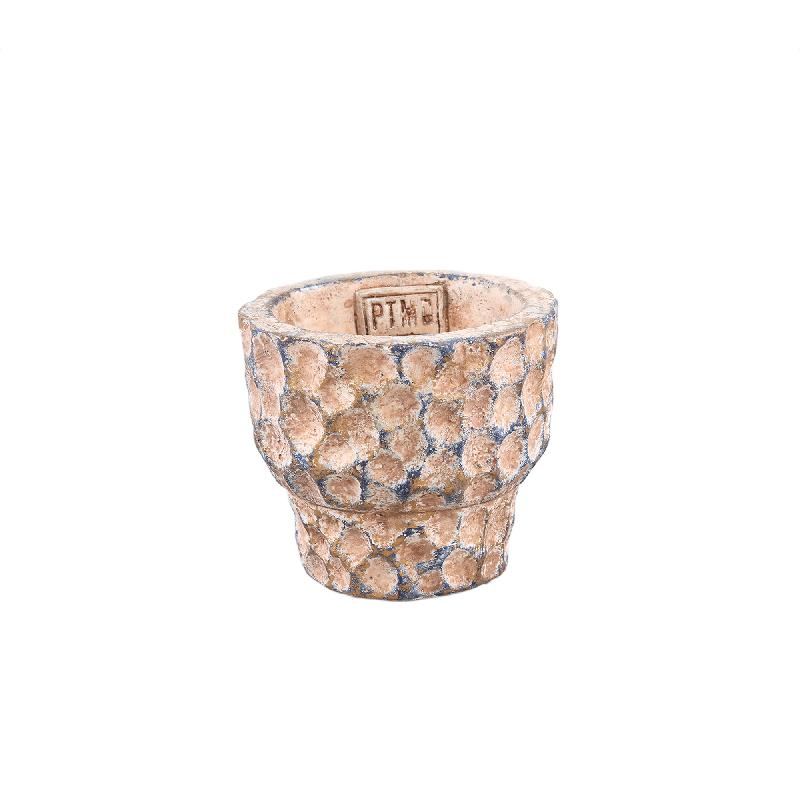 Blumentopf – Runde Form, Gestempeltes Muster, Braune Farbe, XS – Liselot | PTMD