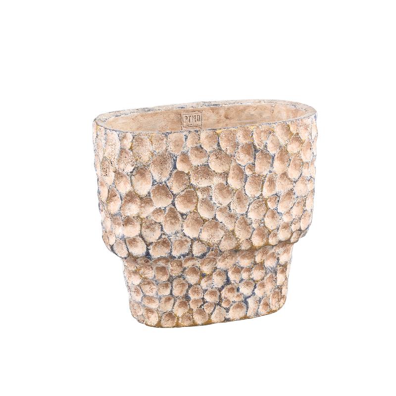 Flower Pot – Oval Shape, Stamped Pattern, Brown Color, M – Liselot | PTMD