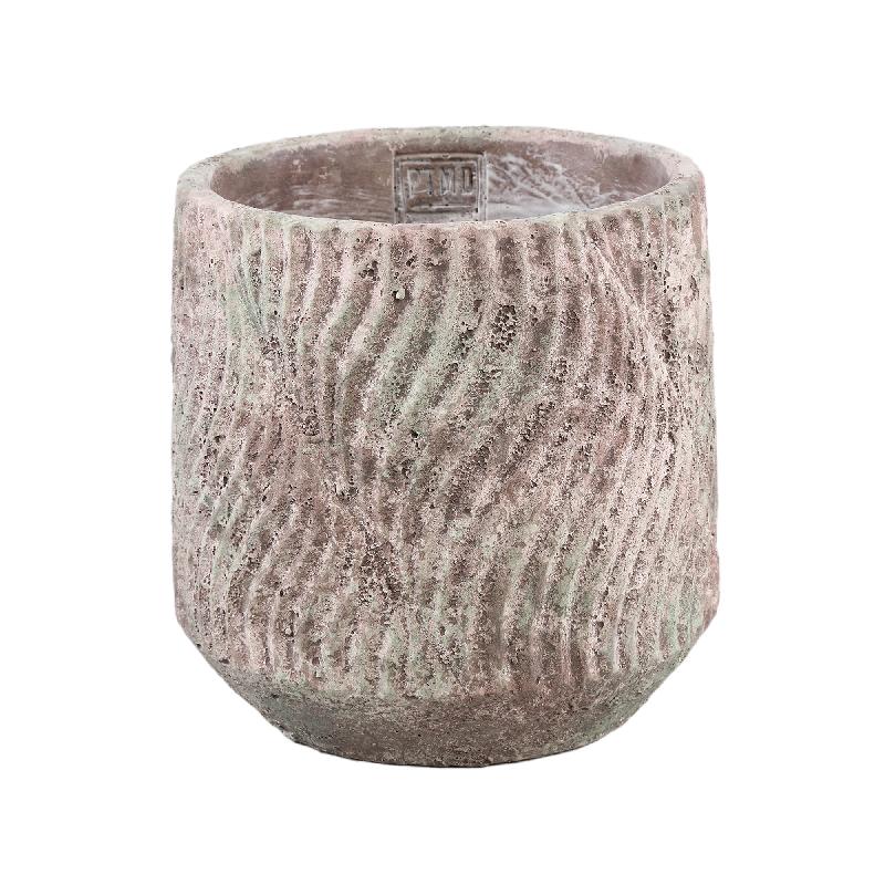 Flowerpot – Round Shape, Wavy Lines Pattern, Grey Color, L – Diesel | PTMD