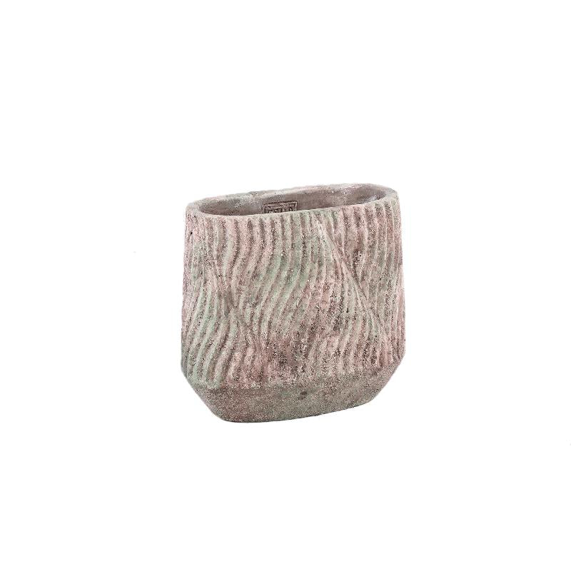 Flowerpot – Oval Shape, Wavy Lines Pattern, Grey Color, S – Diesel | PTMD