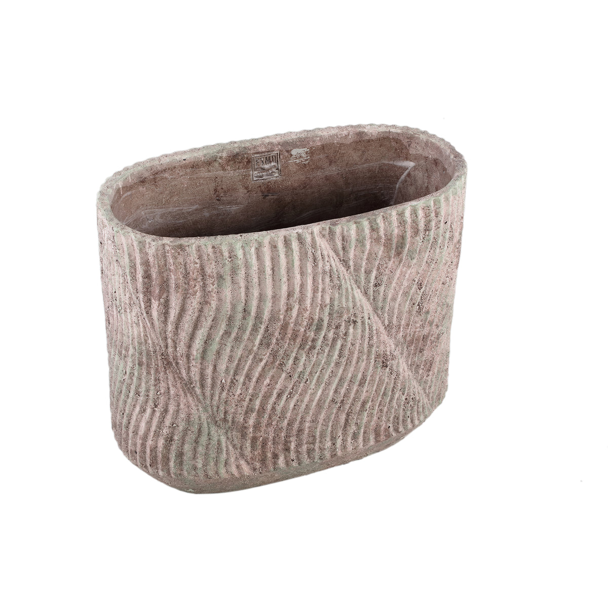 Flower Pot – Oval Shape, Wavy Line Pattern, Gray Color, L – Diesel | PTMD