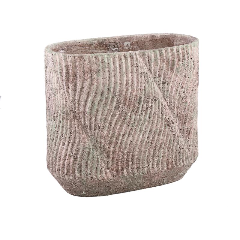 Flower Pot – Oval Shape, Wavy Line Pattern, Gray Color, L – Diesel | PTMD