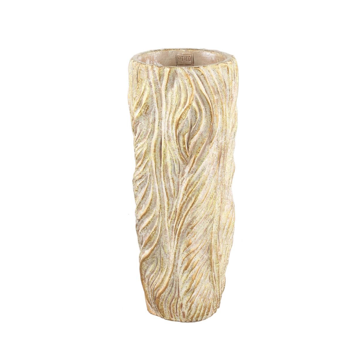 Blumentopf - Runder Zement, Wellenlinien, Creme, Hoch, L – Alexio | PTMD
