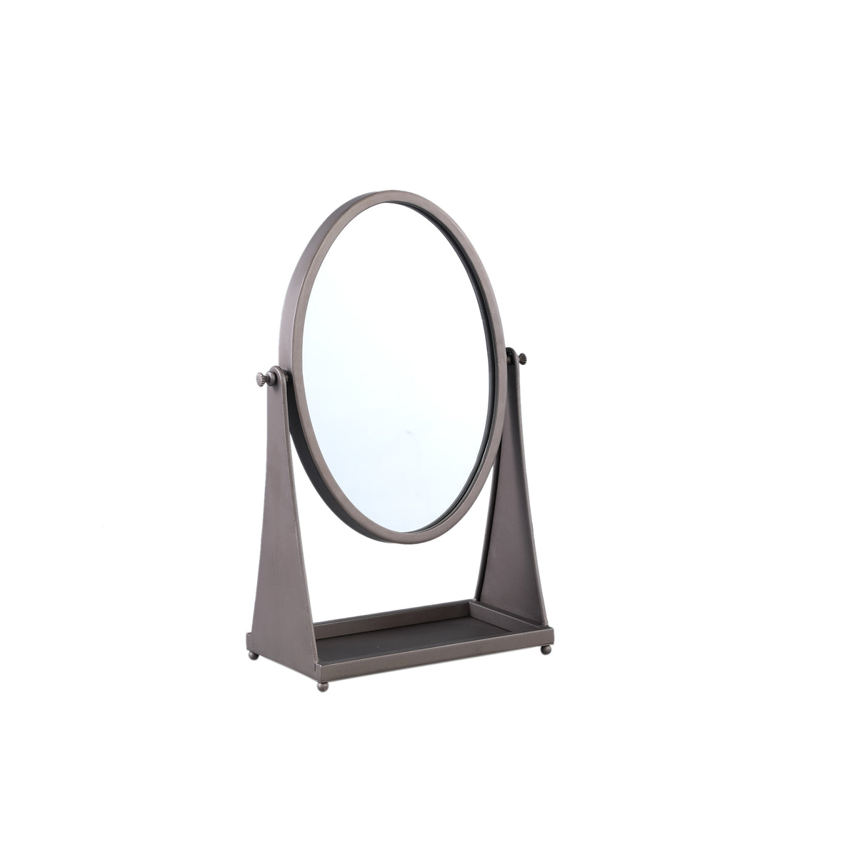 Table Mirror - Glass & Iron Metal, Oval Shape, Handmade, Brown, Tall – Francess | PTMD