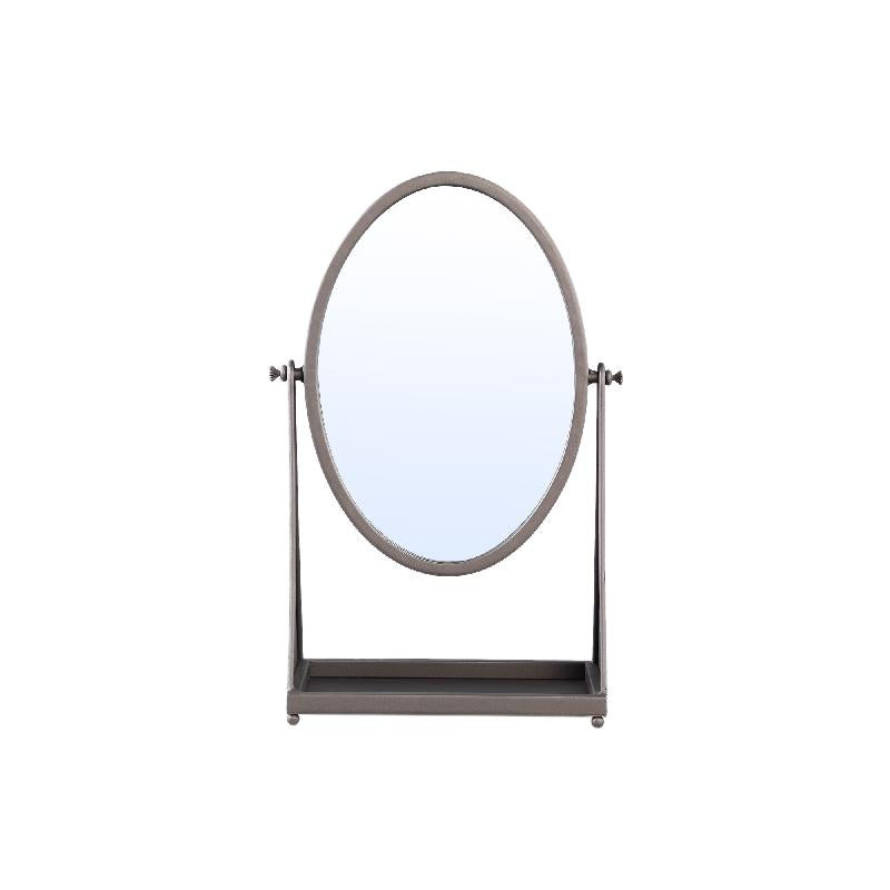 Table Mirror - Glass & Iron Metal, Oval Shape, Handmade, Brown, Tall – Francess | PTMD