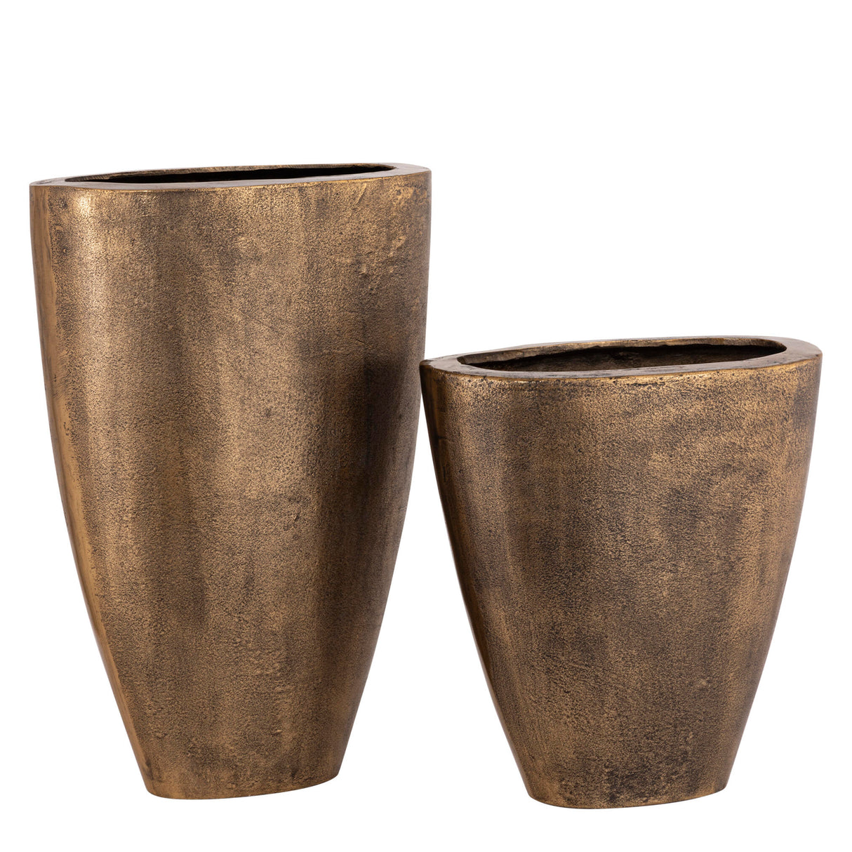 Flower Pot – Oval Shape, Cast Aluminum, Brass-Colored Surface, L – Qasem | PTMD