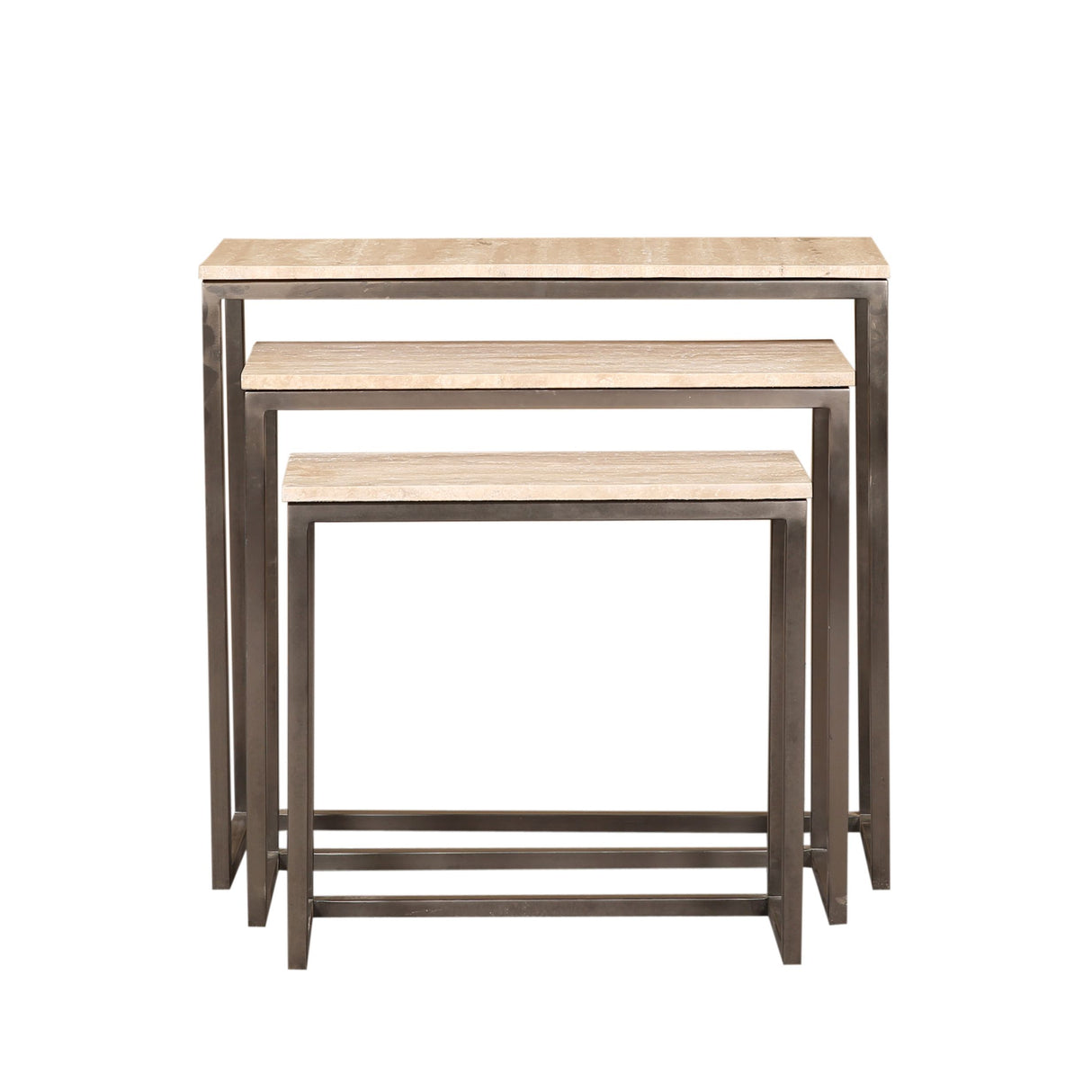 Side Table - Iron, Travertine Marble Top, Rectangular, Black – Zoah | PTMD