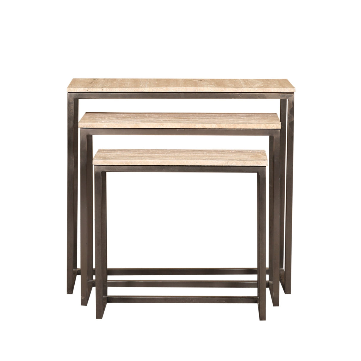 Side Table - Iron, Travertine Marble Top, Rectangular, Black – Zoah | PTMD