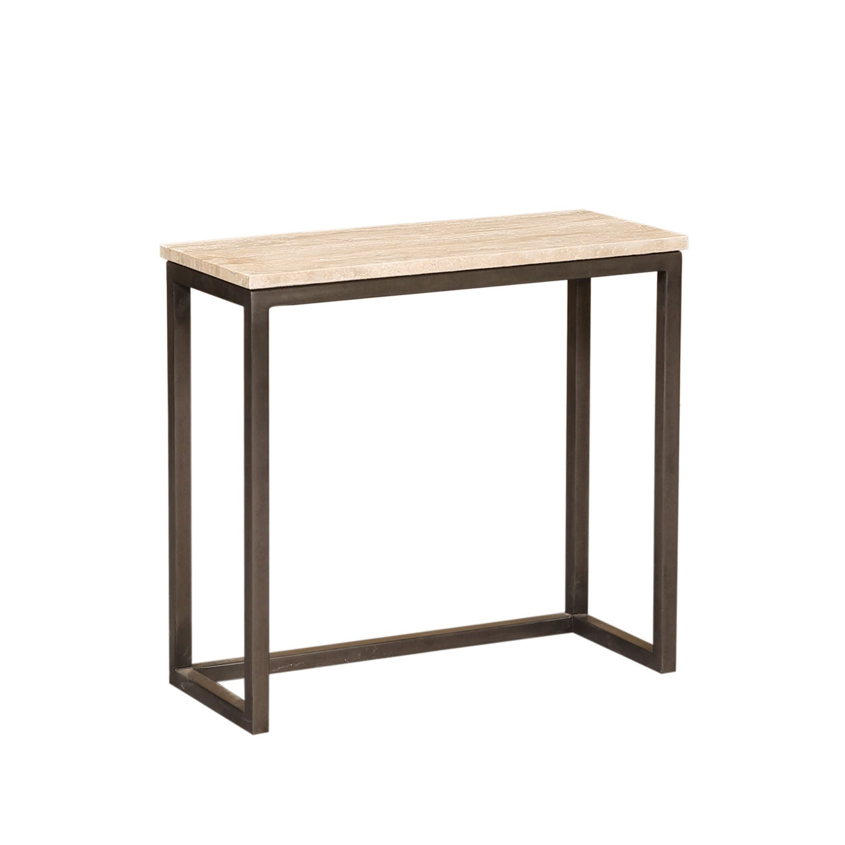 Side Table - Iron, Travertine Marble Top, Rectangular, Black – Zoah | PTMD