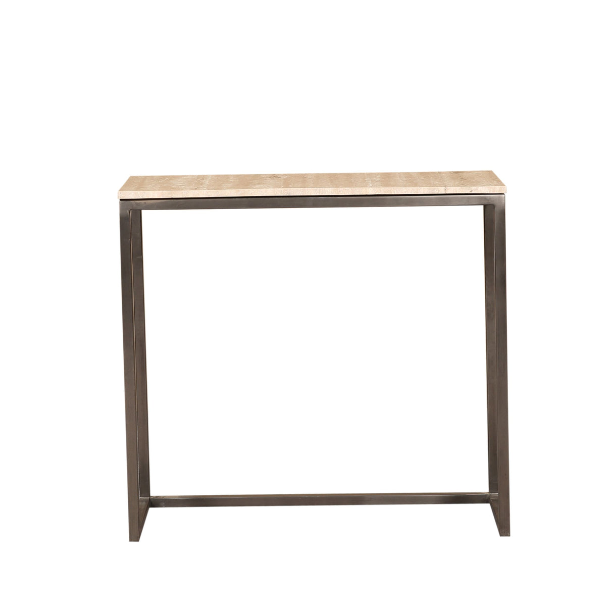 Side Table - Iron, Travertine Marble Top, Rectangular, Black – Zoah | PTMD