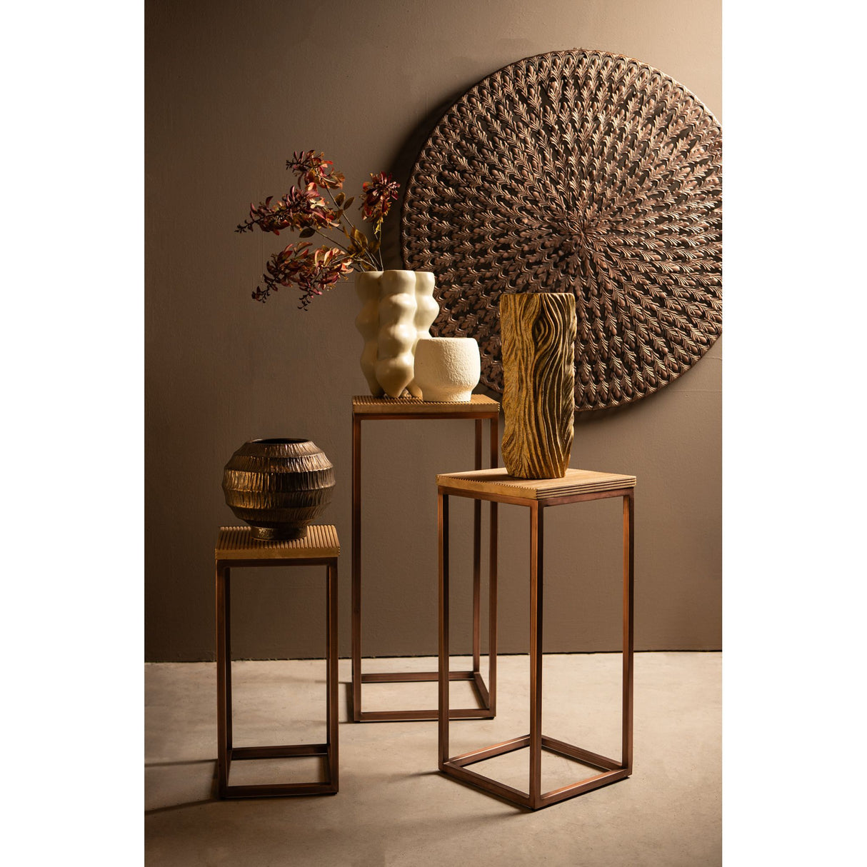 Side table iron, mango wood, square, copper finish – Zoah | PTMD