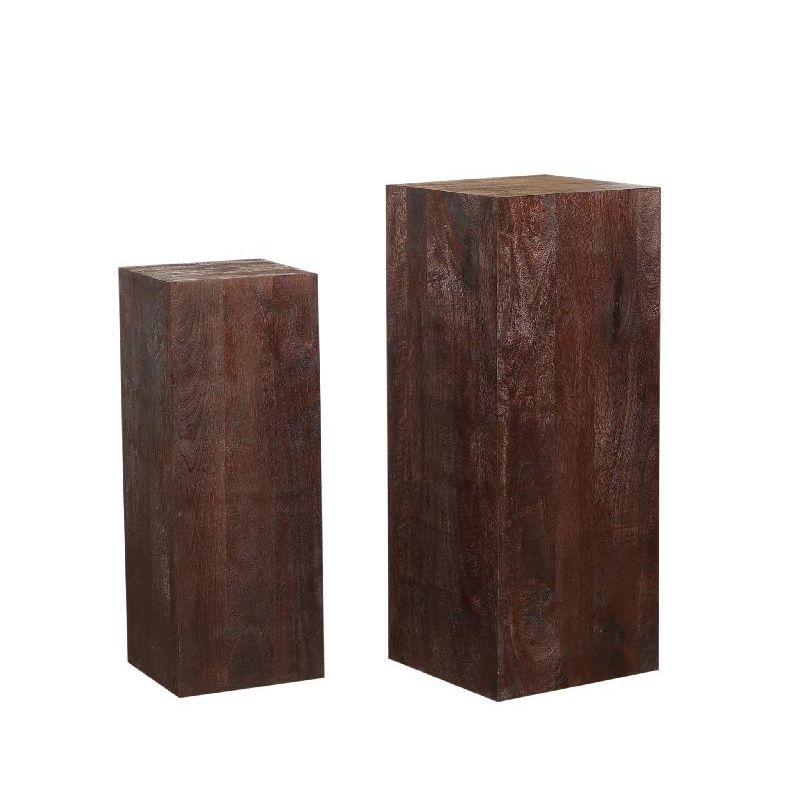Mango Wood Column with Sandblasted Surface, Brown Finish, Handmade – Kyro | PTMD