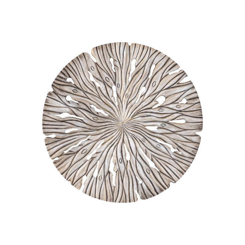 Wandpaneel aus MDF mit runder Form, wellenförmiger Schnitzstruktur und Creme-Finish, S – Bonte | PTMD