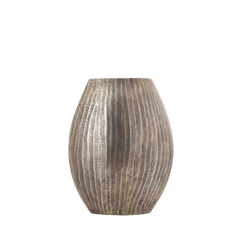 Topf – Geripptes Design, Ovale Form, Aluminium Material, Gold, Hoch, S – Jowad | PTMD