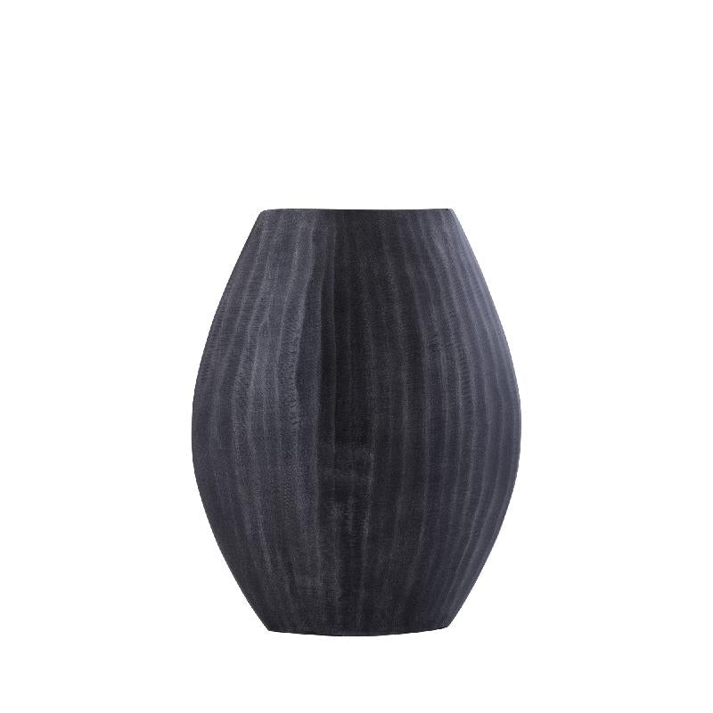 Topf – Geripptes Design, Ovale Form, Aluminium Material, Grau, Hoch, S – Jowad | PTMD
