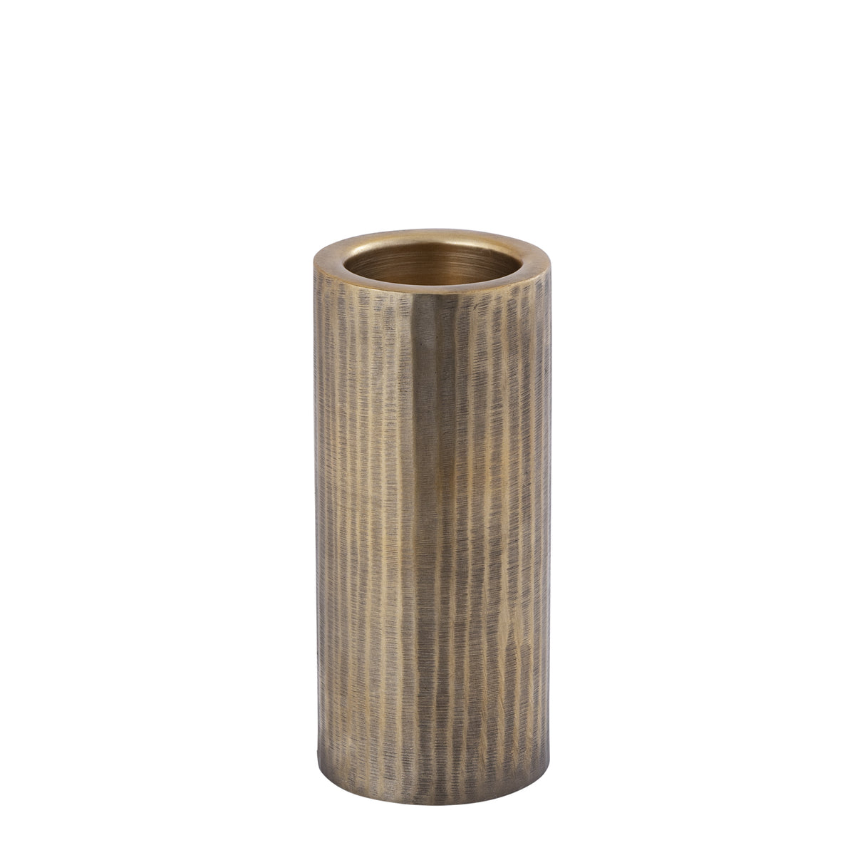 Kerzenständer – Geripptes Design, Zylindrische Form, Aluminium Material, Gold, M – Jowad | PTMD