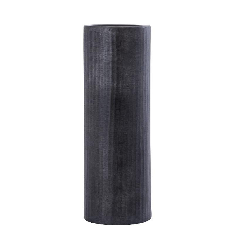 Kerzenständer – Geripptes Design, Zylindrische Form, Aluminium Material, Grau, L – Jowad | PTMD