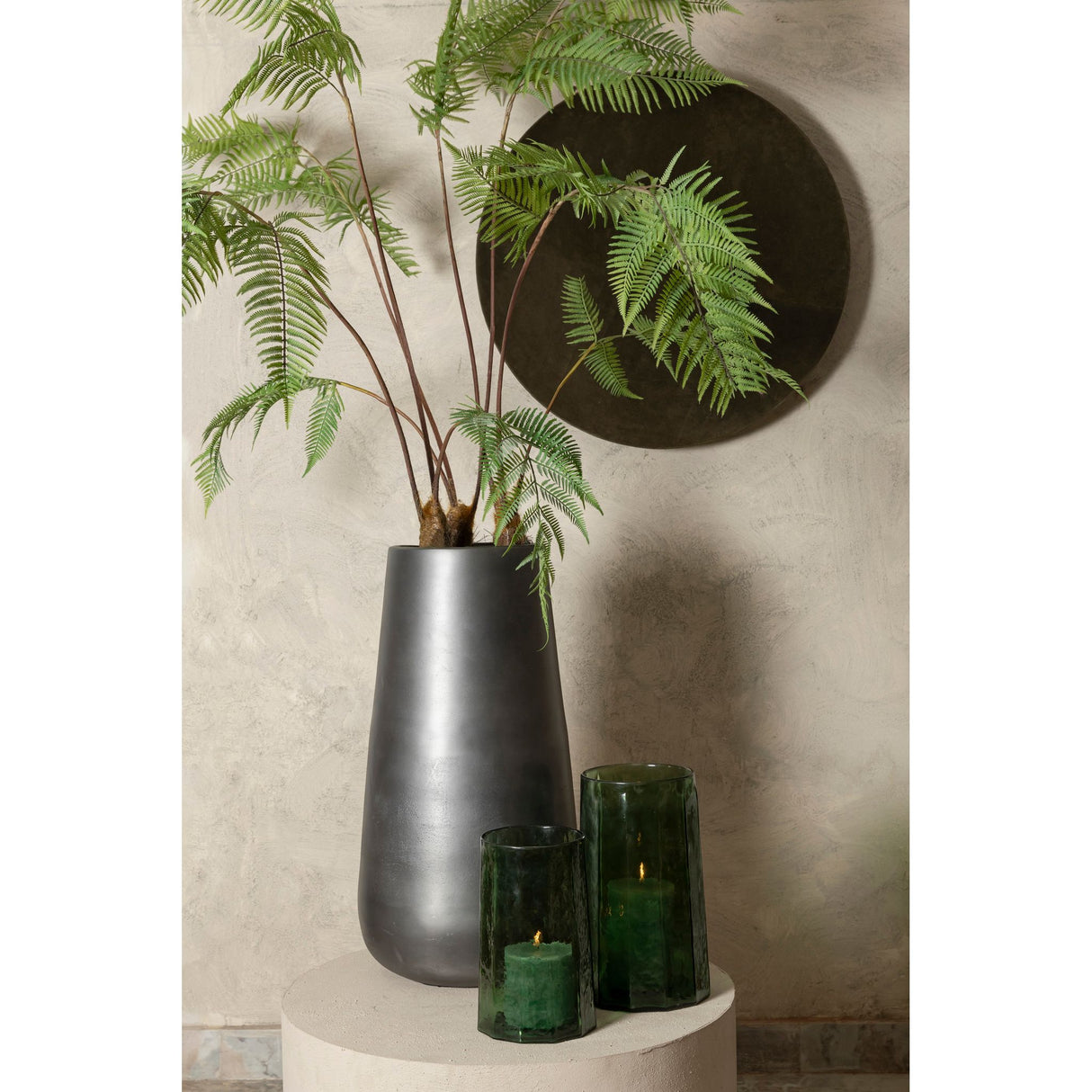 Windlicht – Glas Material, Grün Ton, Rillen Design, M – Pernella | PTMD