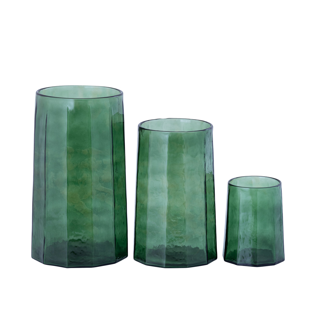 Windlicht – Glas Material, Grün Ton, Rillen Design, M – Pernella | PTMD
