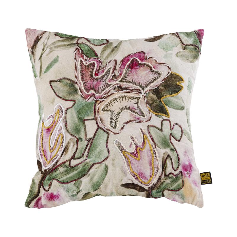 Cushion - Soft Cotton Fabric, Floral Pattern, Square Shape - Ayumi | PTMD