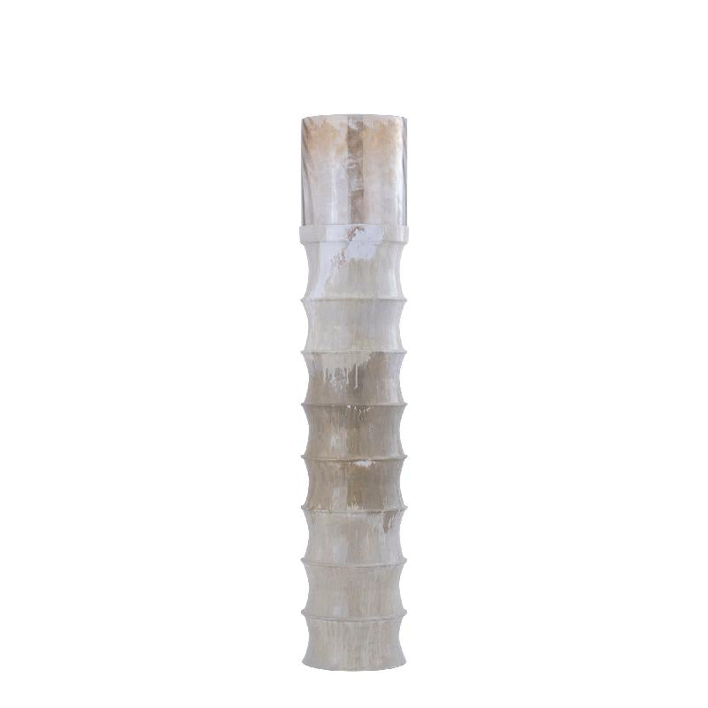 Floor lantern – Ribbed structure, Enamel surface, Cream-colored finish, M – Kaylyne | PTMD
