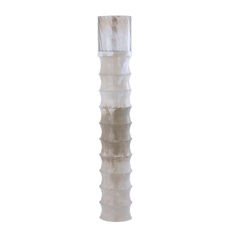 Floor Hurricane Lamp – Ribbed Structure, Enamel Surface, Cream Finish, L – Kaylyne | PTMD