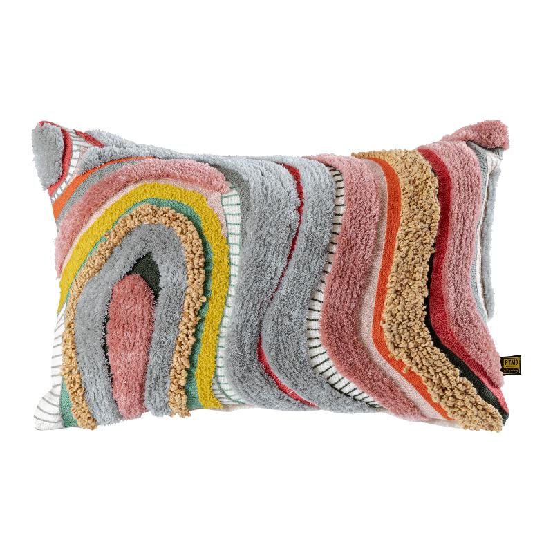 Cushion – Soft Cotton Fabric, Wave Embroidery, Rectangular Shape – Sephora | PTMD
