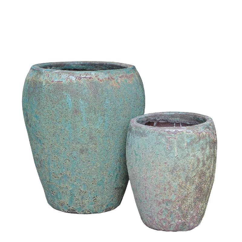 Pot - white surface, rough texture, round shape, ceramic - Nasser | PTMD