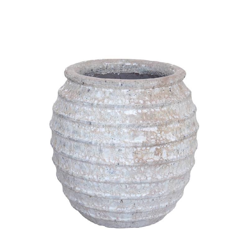 Pot – Beige Hue, Cement Material, Earthy Line Design, L – Melecia | PTMD