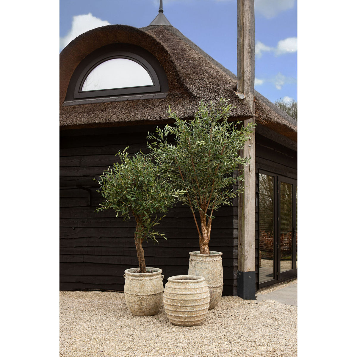 Pot – Beige Hue, Cement Material, Earthy Line Design, L – Melecia | PTMD