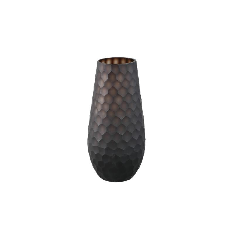 Vase – Glass Material, Circle Pattern, Brown Color, Tall, S – Eboney | PTMD