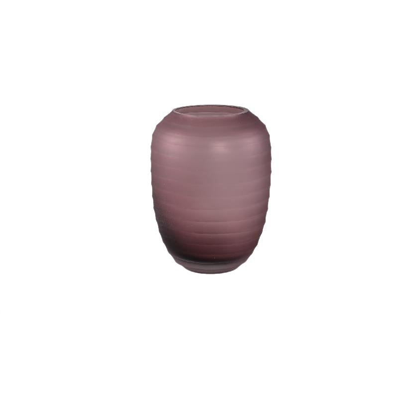 Vase – Massives Glas, Gerippte Struktur, Rosa Farbe, Niedrig – Nadah | PTMD