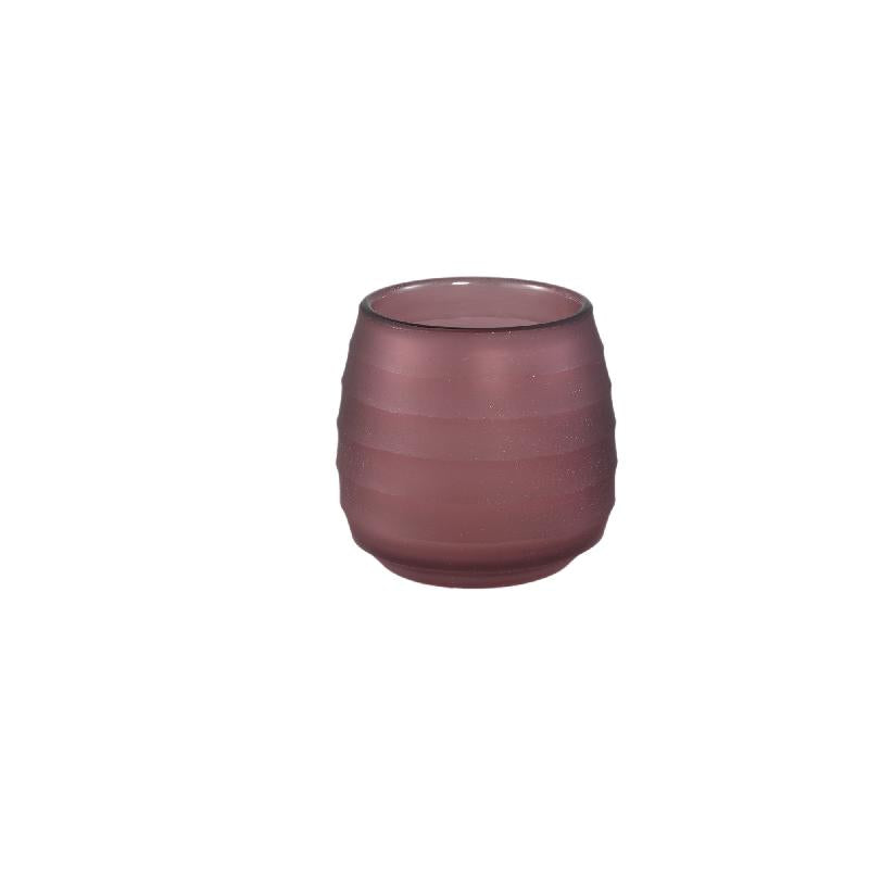 Tealight Holder - Solid Glass, Ribbed Structure, Pink Color - Nadah | PTMD