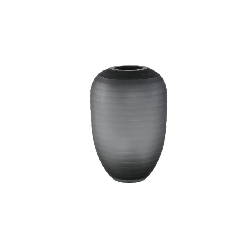 Vase – Massives Glas, Gerippte Struktur, Graue Farbe, Hoch S – Nadah | PTMD
