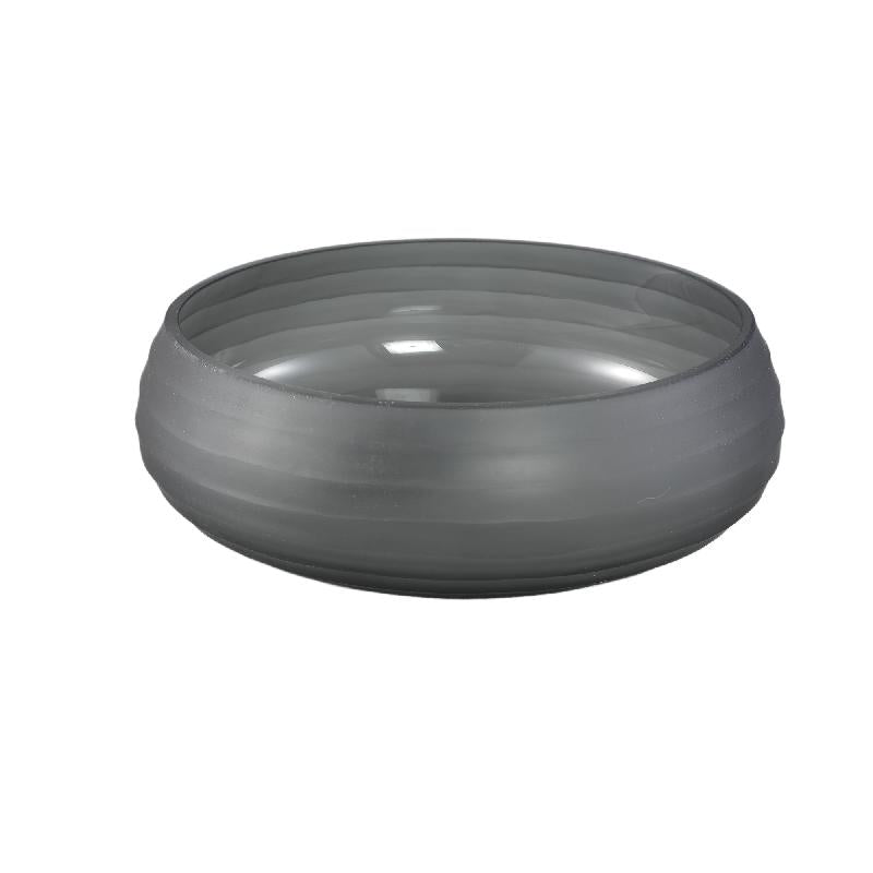 Vase – Solid Glass, Ribbed Structure, Grey Color – Nadah | PTMD