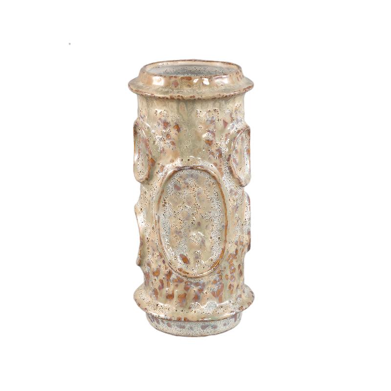 Flower Pot – Cream-colored, Round Shape, Circular Structure, Tall Form, Ceramic, L – Gregorie | PTMD