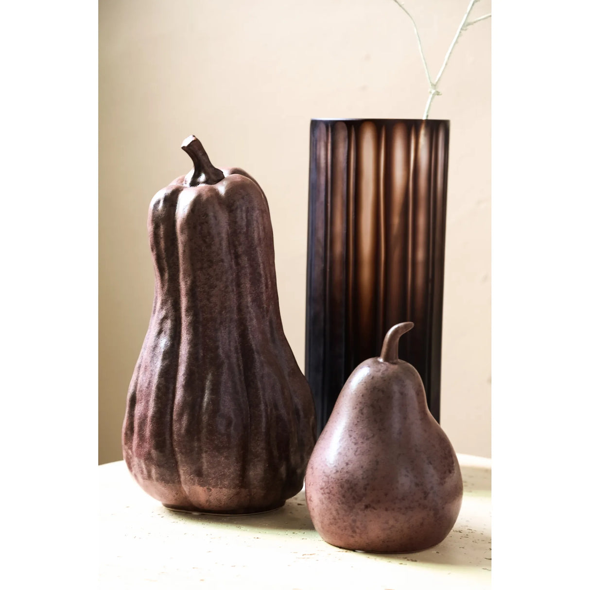 Statue - ceramic, handmade, brown, pumpkin shape, sculptural decor, large – Julija | PTMD
