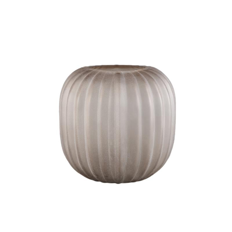Vase – Sand Tone, Glass Material, Ribbed Design, Low Shape – Levente | PTMD