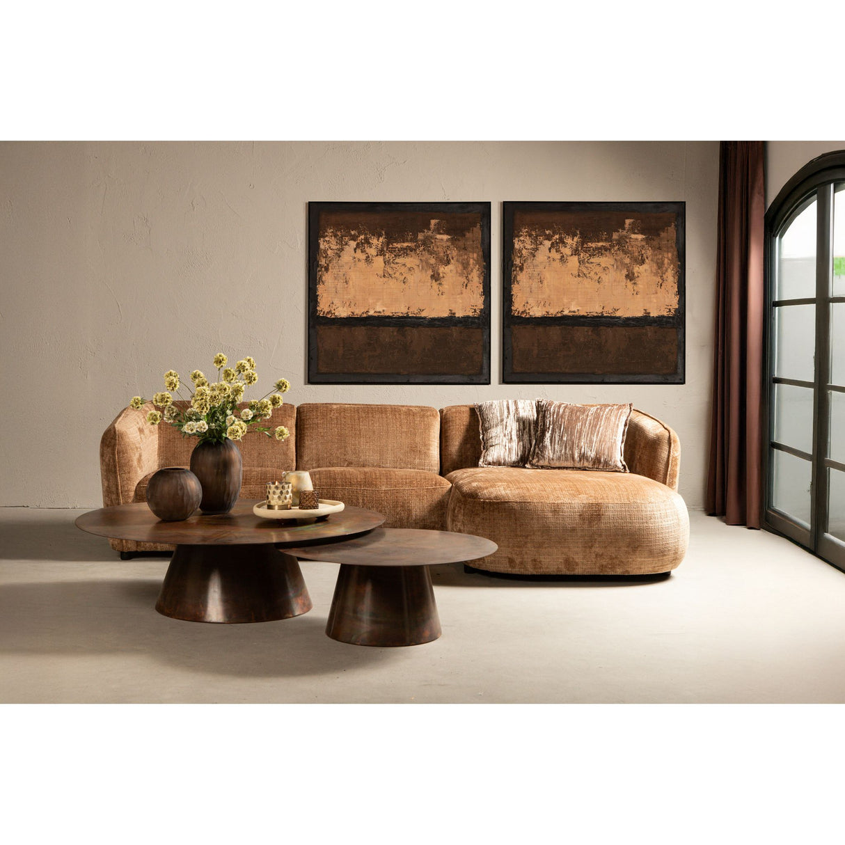 Square Polyester Canvas Wall Panel with PS Frame and Brown Finish – Asante | PTMD