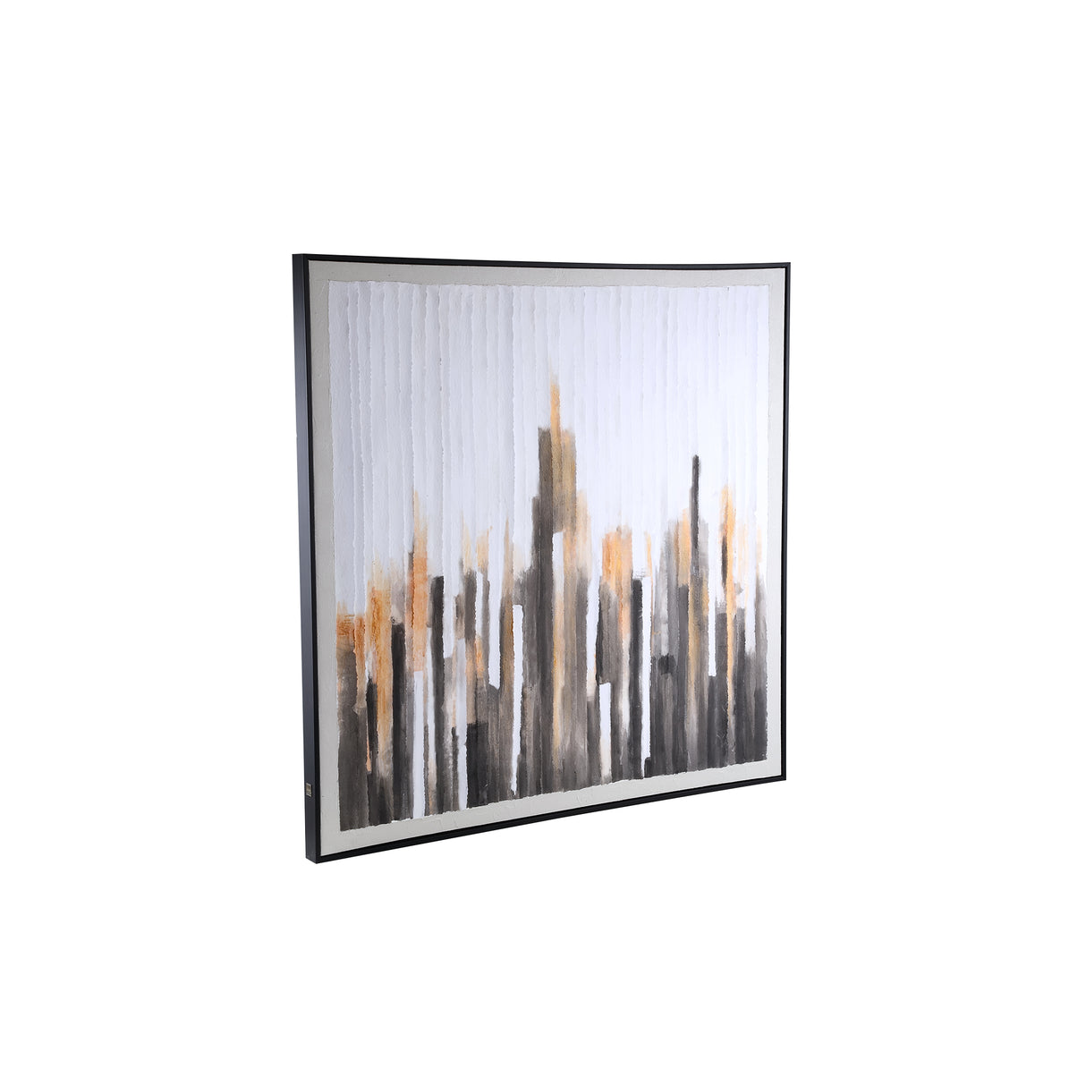 Wall panel made of polyester with paper strips, wooden frame and square shape, brown finish – Gustas | PTMD