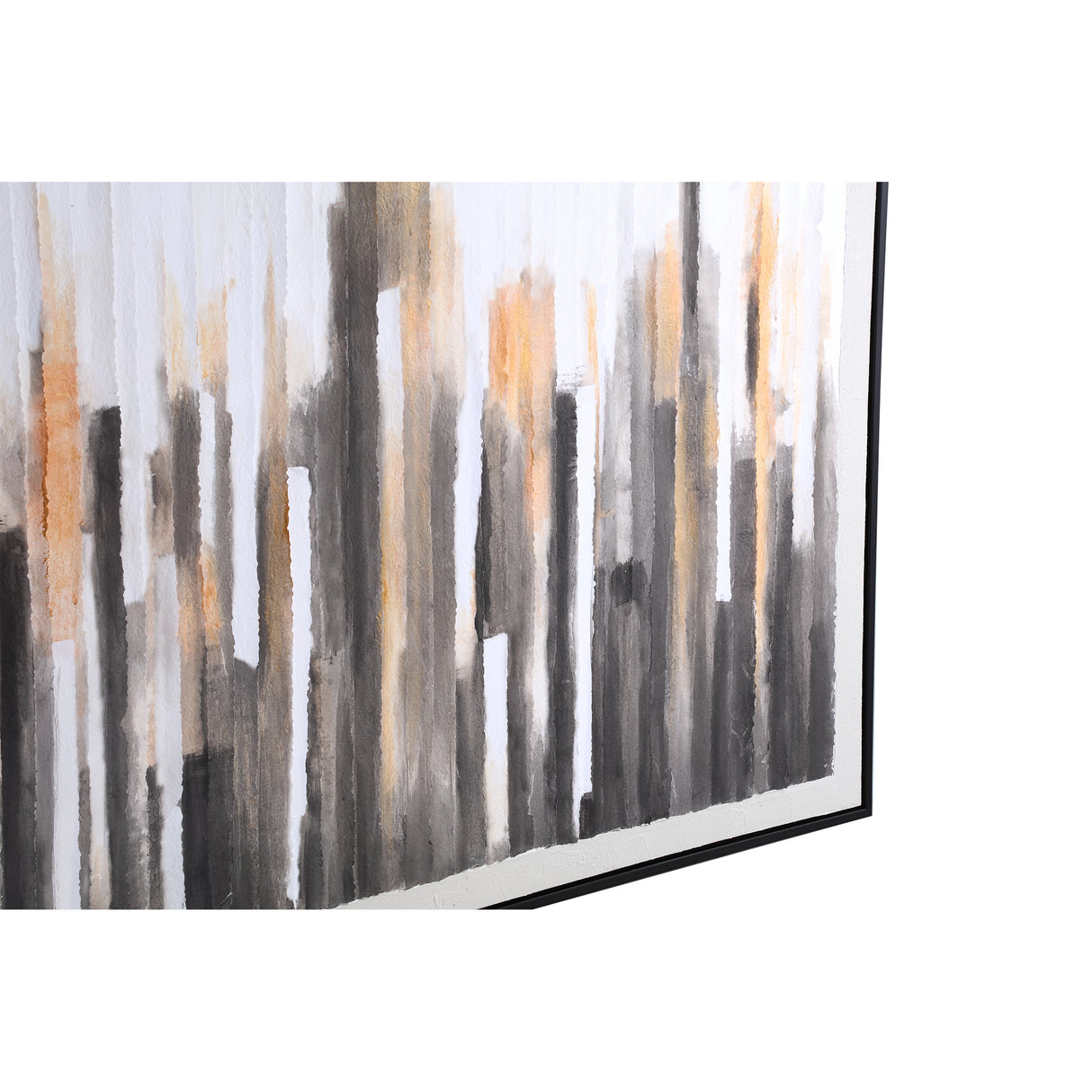 Wall panel made of polyester with paper strips, wooden frame and square shape, brown finish – Gustas | PTMD