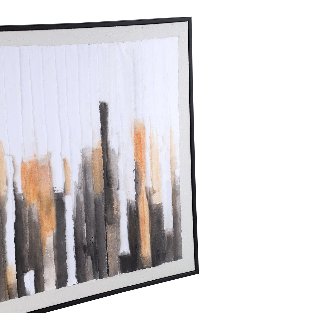Polyester wall panel with paper strips, wooden frame and rectangular shape, brown finish - Gustas | PTMD