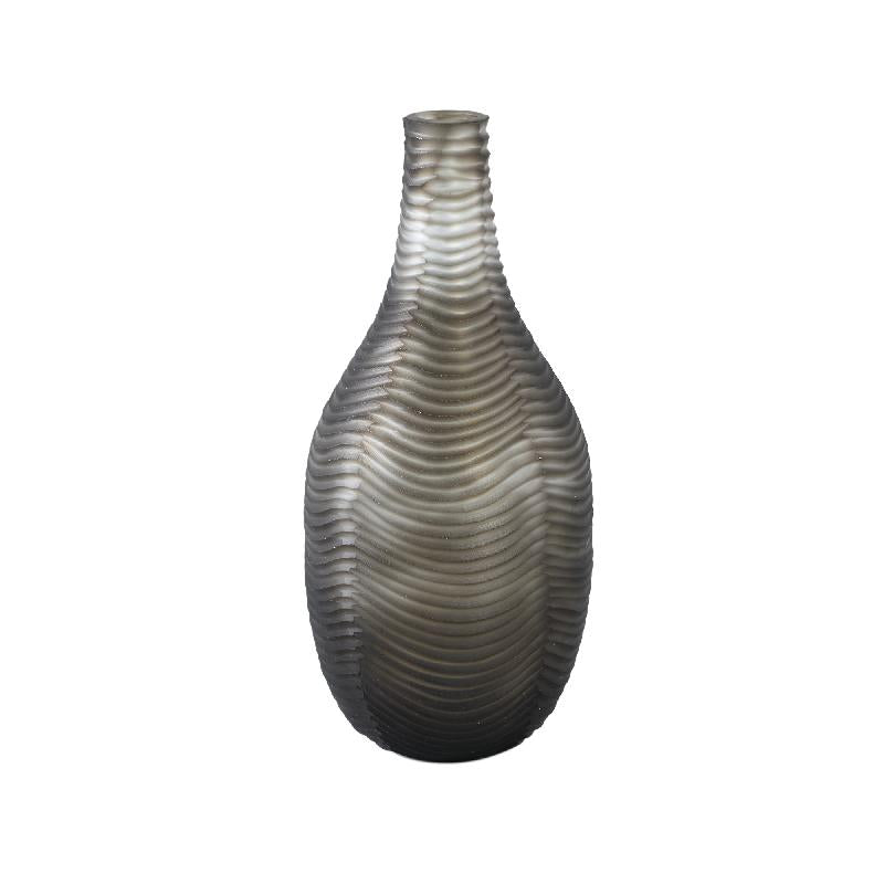 Glass Vase - Glass Material, Brown Shade, Round Shape, Wide Shape, L - Elichi | PTMD