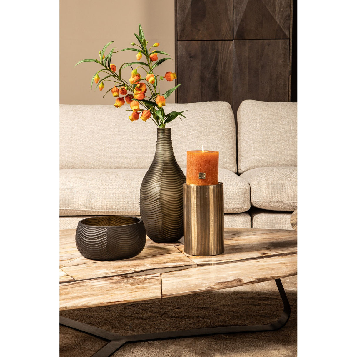 Bowl – Glass Material, Round Shape, Brown Colour – Elichi | PTMD