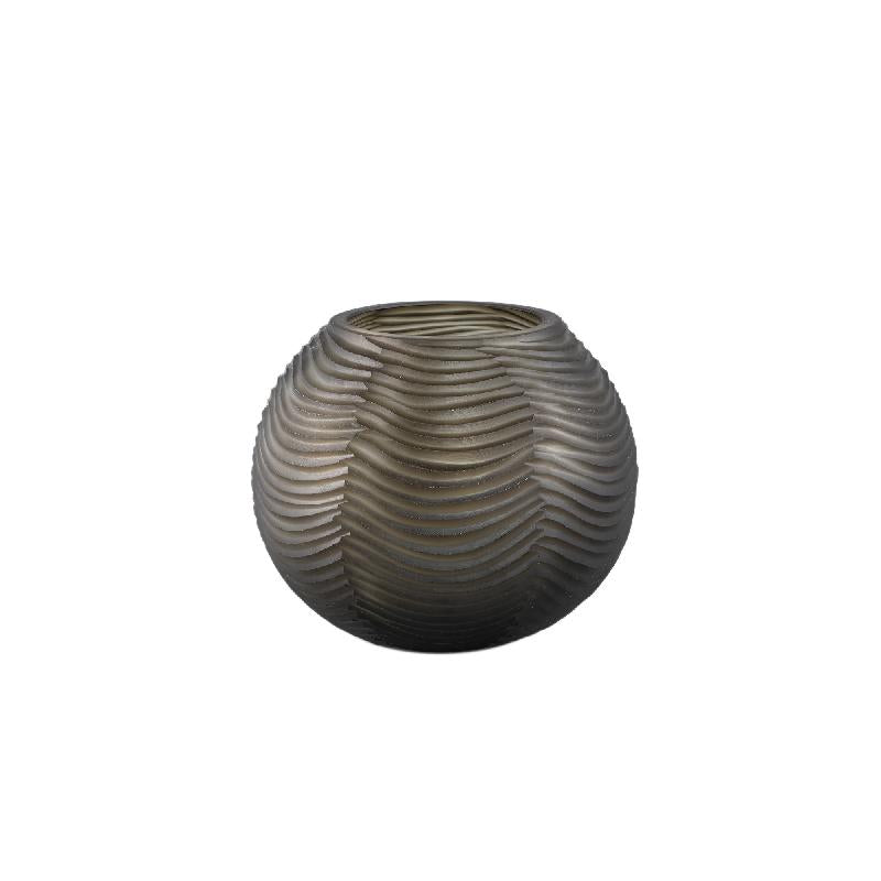 Vase – Glass Material, Round Shape, Brown Color, Low – Elichi | PTMD
