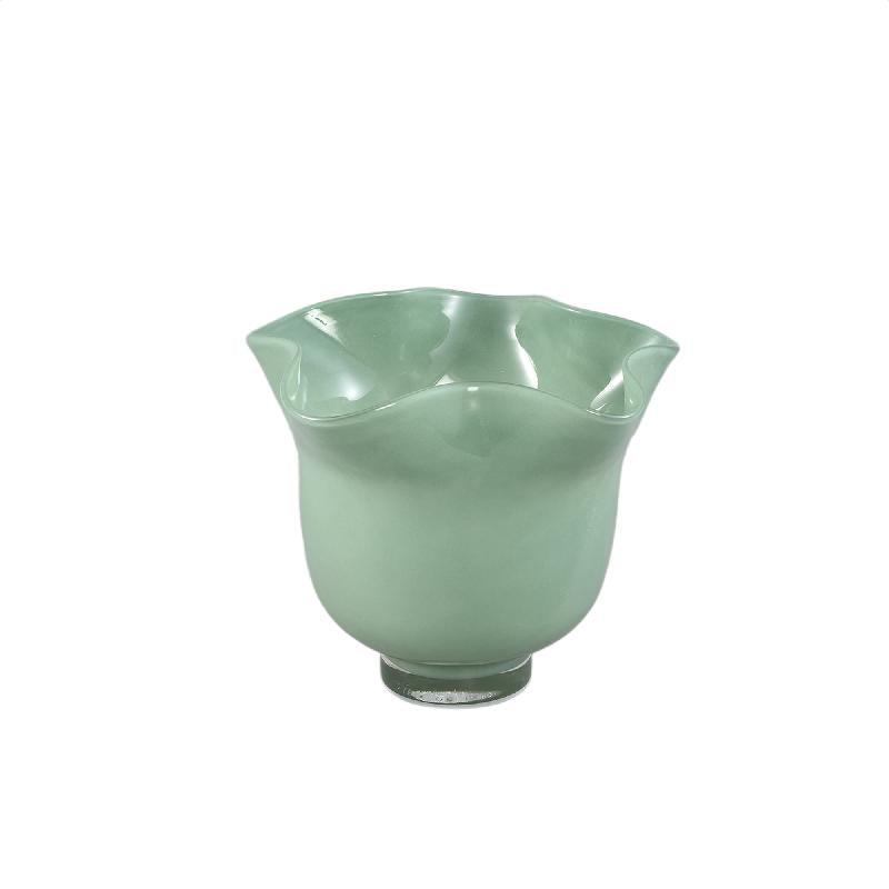 Hurricane Lamp – Green Glass, Round Shape, Wavy Design – Macarena | PTMD